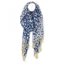 Navy & Grey Reversible Animal Heart Print Scarf by Peace of Mind